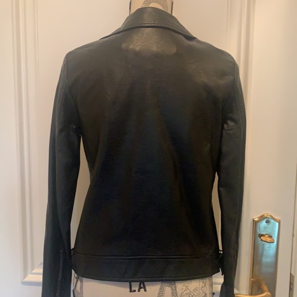 Black faux leather biker style jacket for women size M - Picture 8 of 11